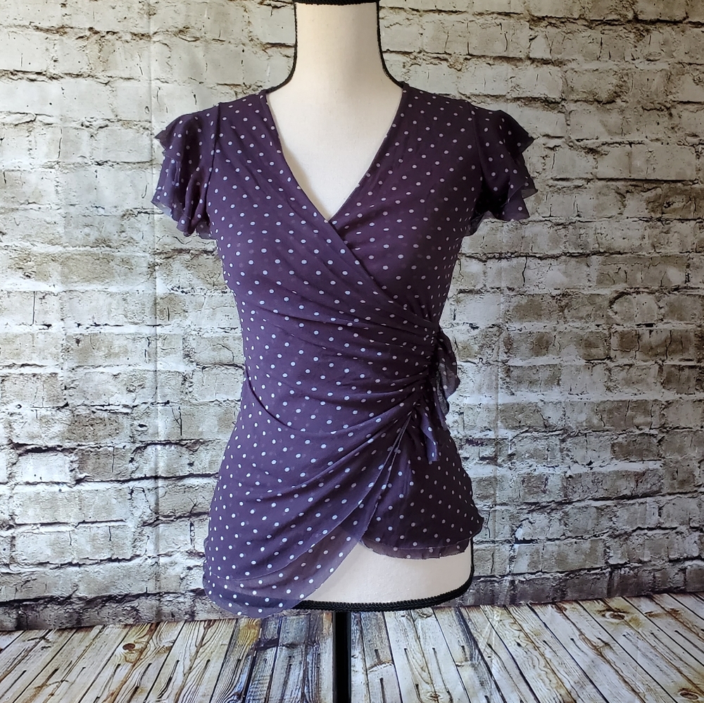 🔥NY&Co Polka Dot Ruffle Blouse